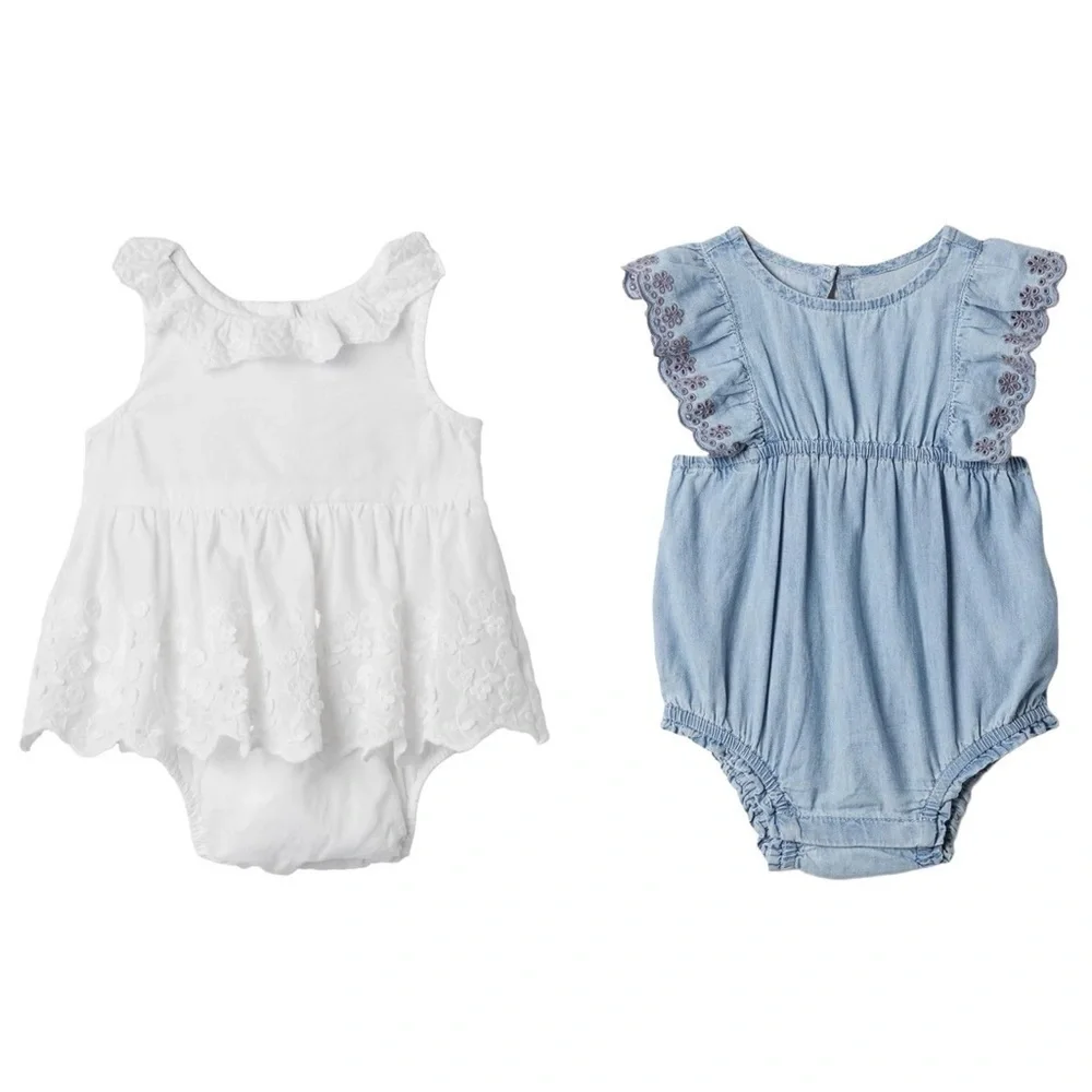 BabyGAP 2-Piece Baby Bubble Shorty One-Piece & Eyelet Bodysuit Dress/ Size 3-6M